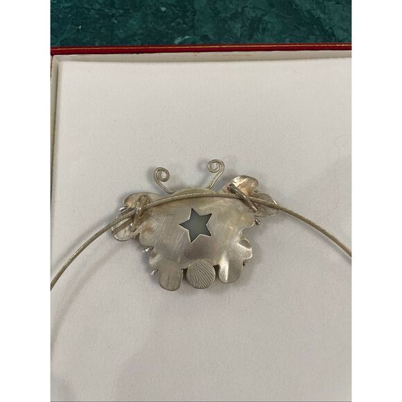 Artisan Sterling Silver Butterfly Necklace Druzy Quartz & Black Onyx – Statement - Picture 4 of 10